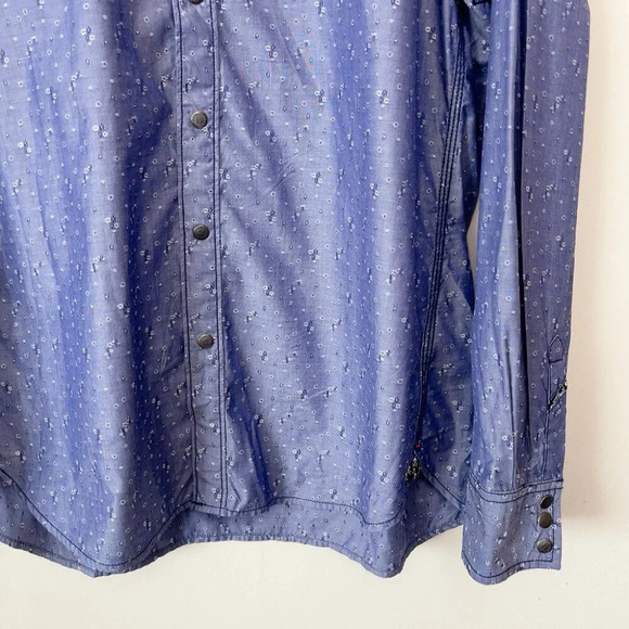 Robert Graham  Mens XL Tailored Fit Botanic Ditsy Blue Button Shirt - Picture 5 of 14